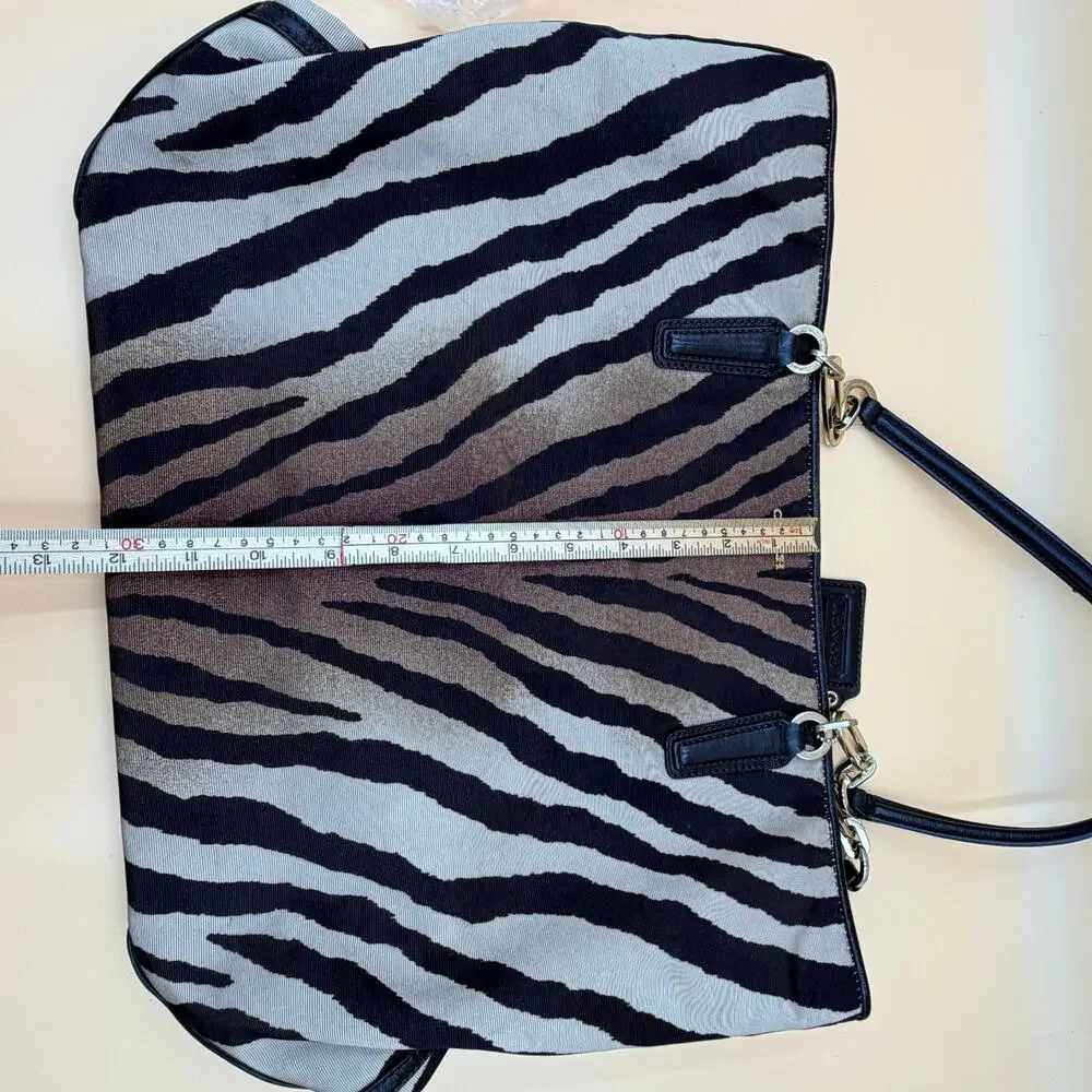 COACH 26881 MADISON EAST/WEST TOTE ZEBRA PRINT FABRIC